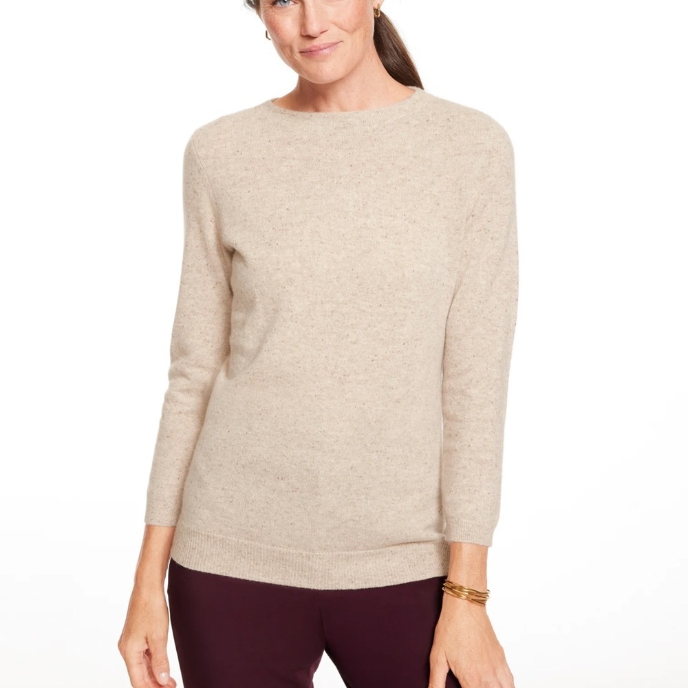 Talbots AUDREY CASHMERE SWEATER DONEGAL cream oatmeal Heather